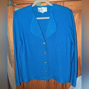Vintage Retro Castleberry Blue Button-Up Cardigan. Size 14